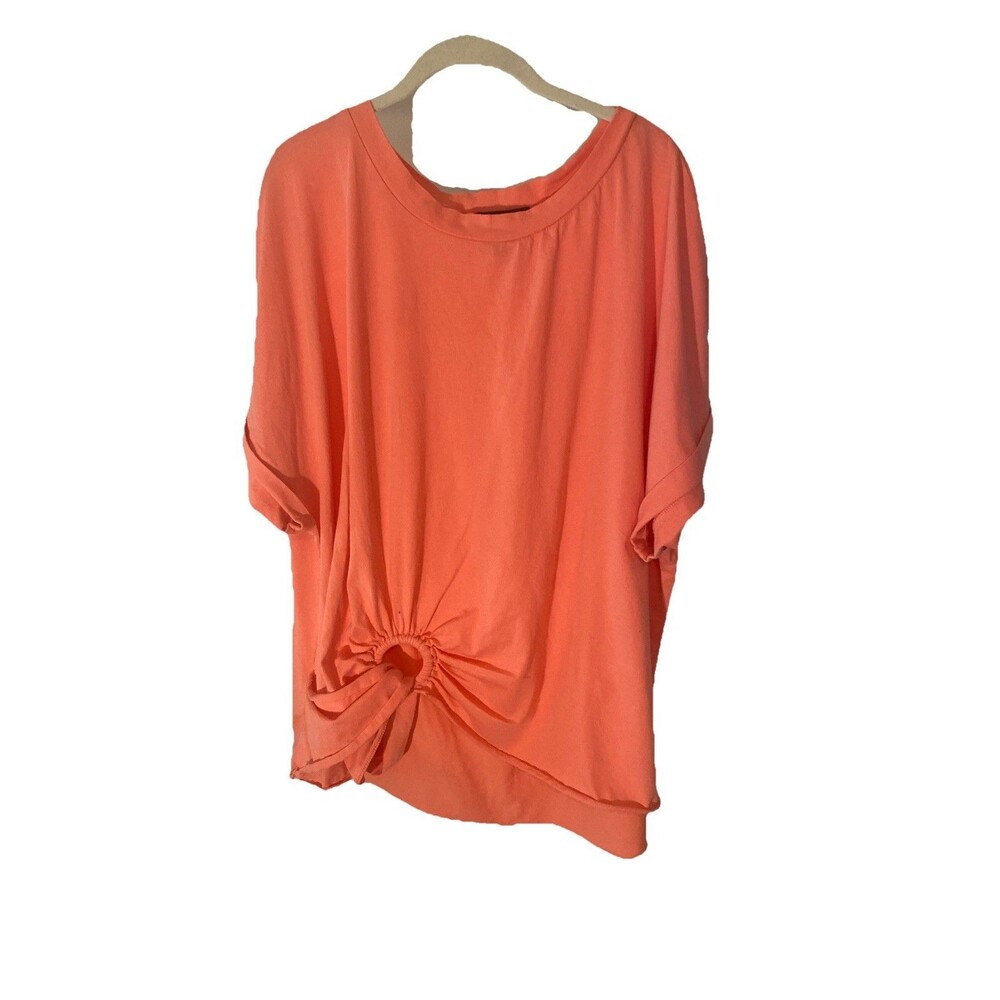 Women’s 100% Cotton Coral Colored, Side Hem Twist, Casual Blouse Top XXLarge